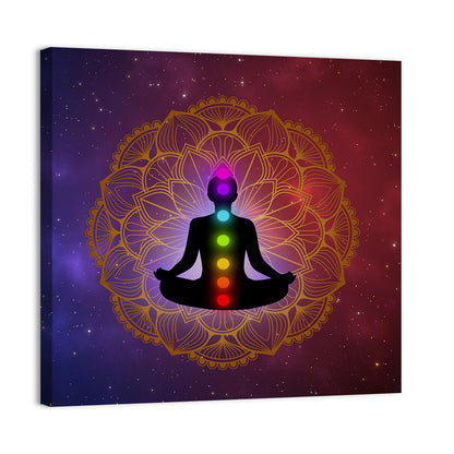 Meditation Man with Golden Mandala Wall Art
