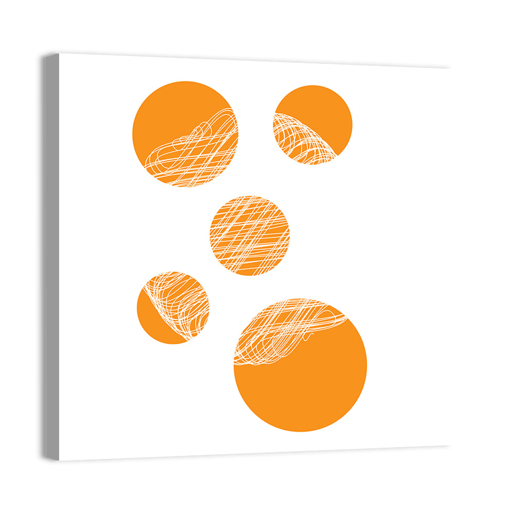 Asymmetrical Orange Circles Wall Art, canvas print, square