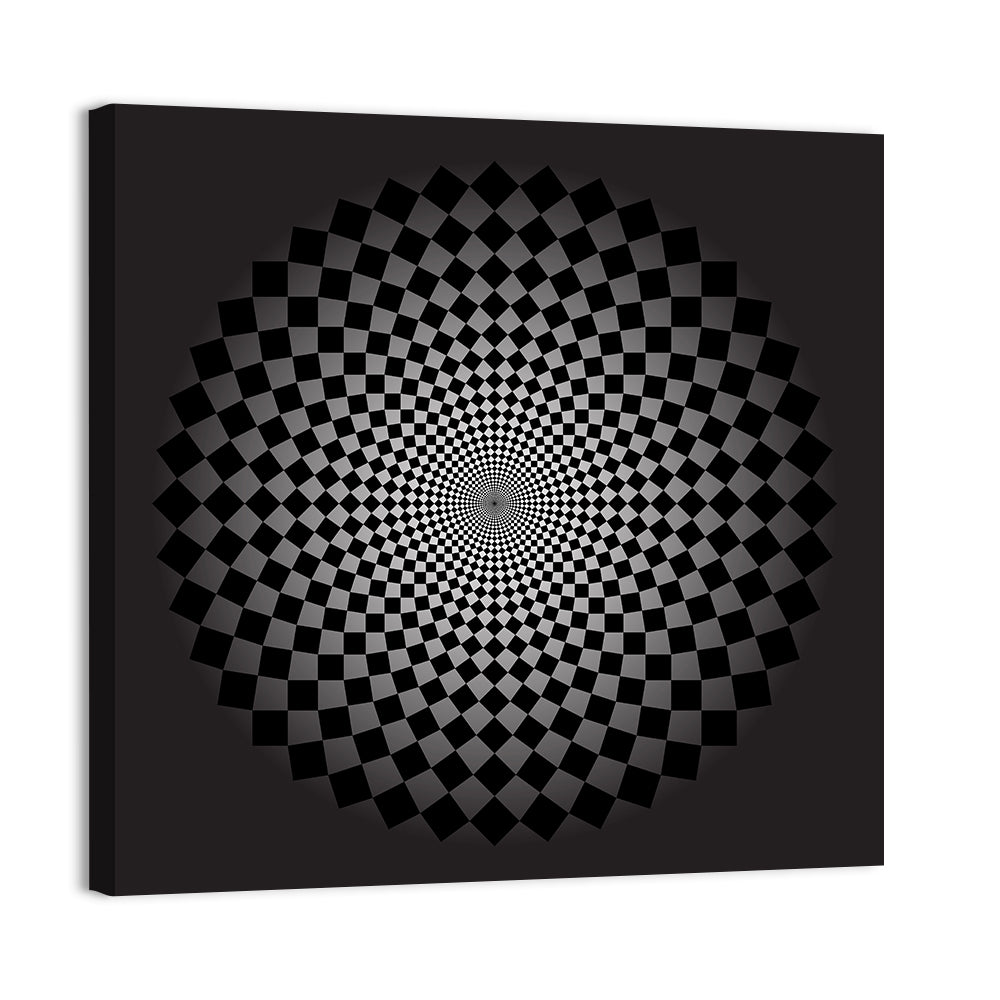 Monochrome Checkerboard Spiral Wall Art