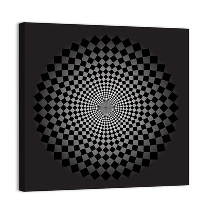Monochrome Checkerboard Spiral Wall Art