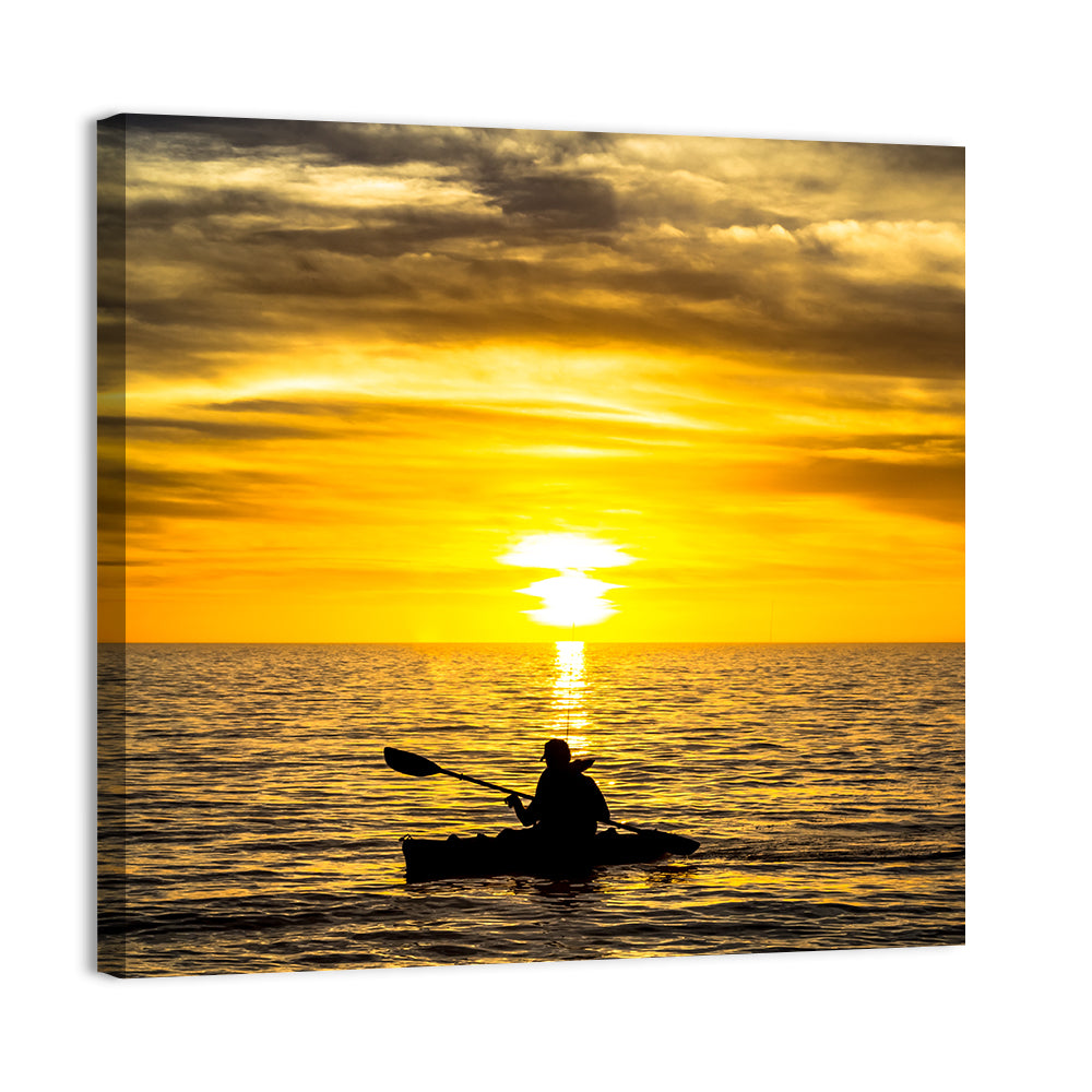 Kayaker at Golden Sunset Wall Art