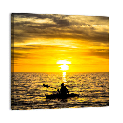 Kayaker at Golden Sunset Wall Art