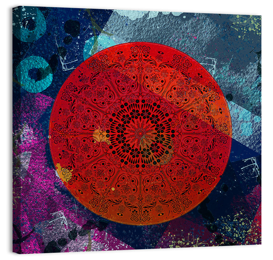 Vibrant Mandala Design Wall Art, canvas print, square