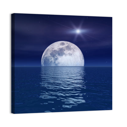 Quasar Star Over Moonlit Sea Wall Art