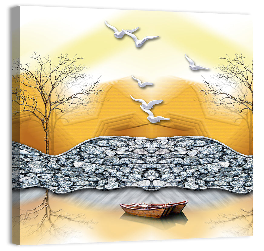 Lake Forest Reflection Wall Art, canvas print, square