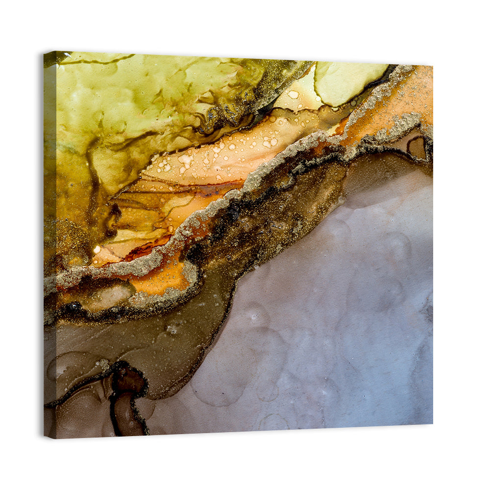 Glittering Vein Alcohol Ink Abstract Wall Art