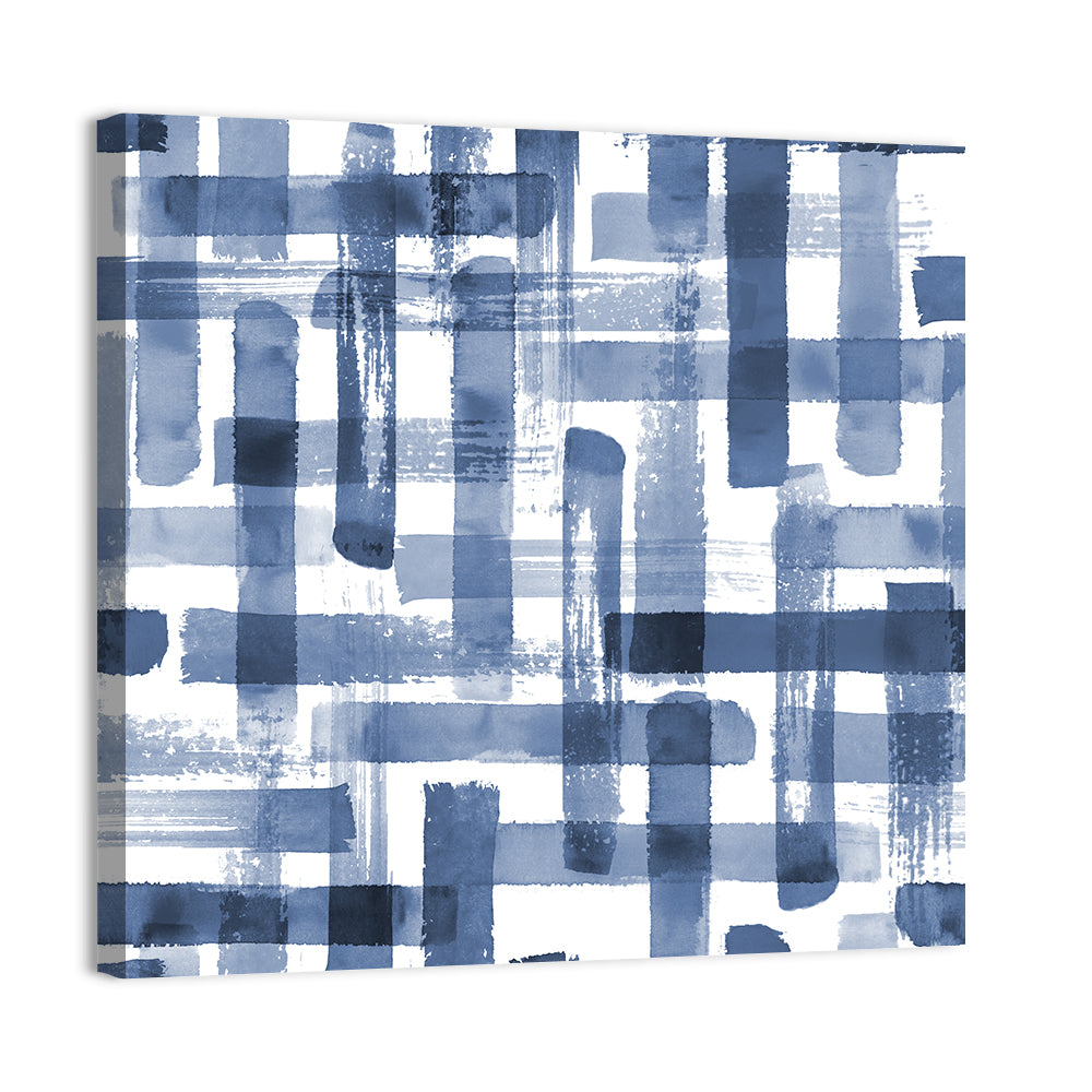 Indigo Brushstrokes Grid Wall Art