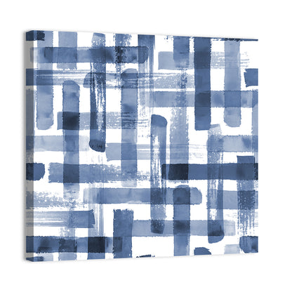 Indigo Brushstrokes Grid Wall Art