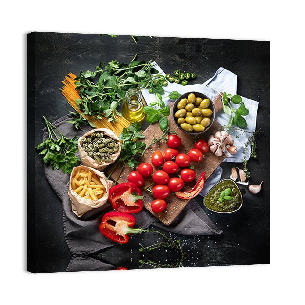 Italian Ingredients Flat Lay Wall Art