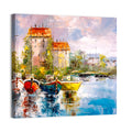 Impressionist Harbor with Colorful Boats Wall Art