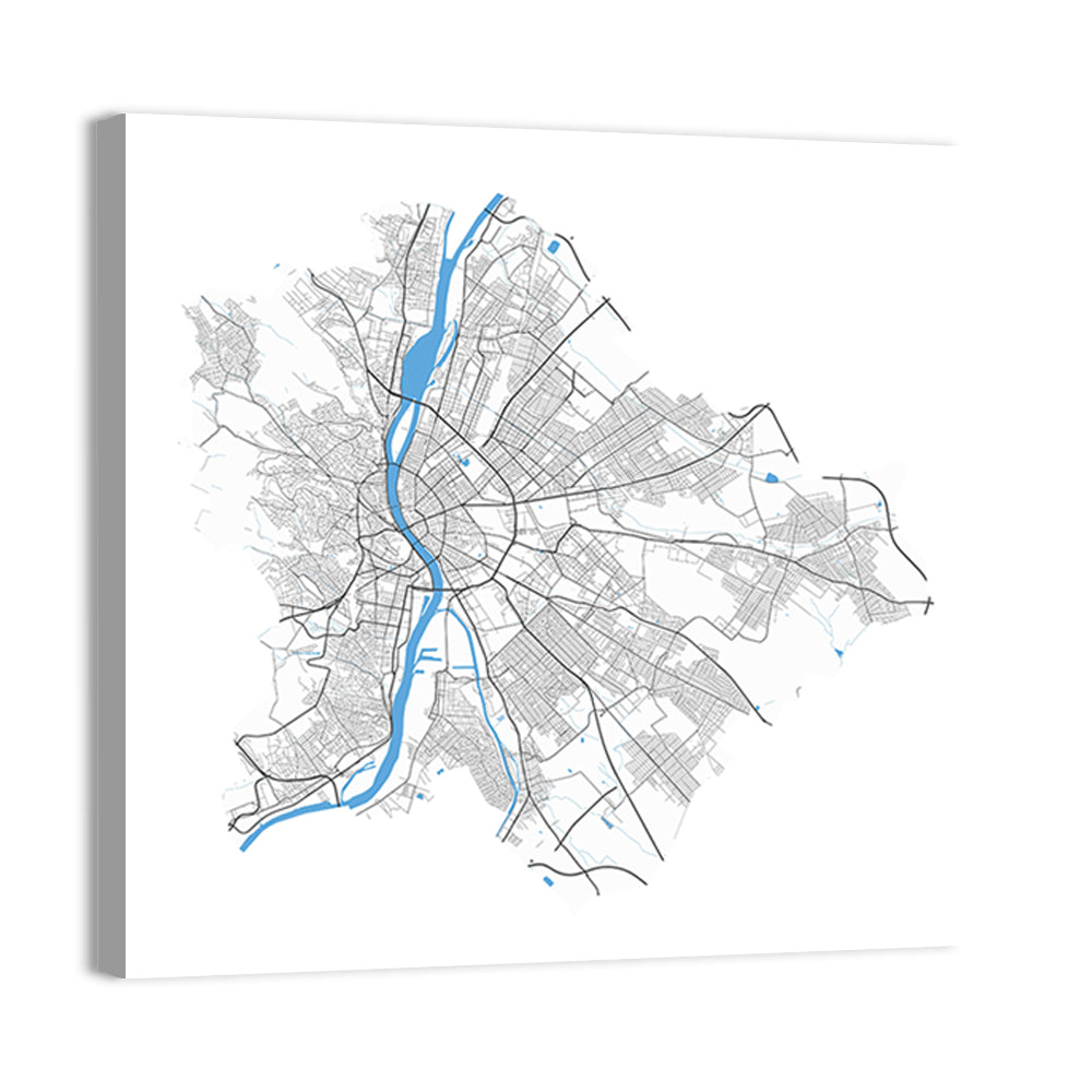 Budapest City Map Wall Art