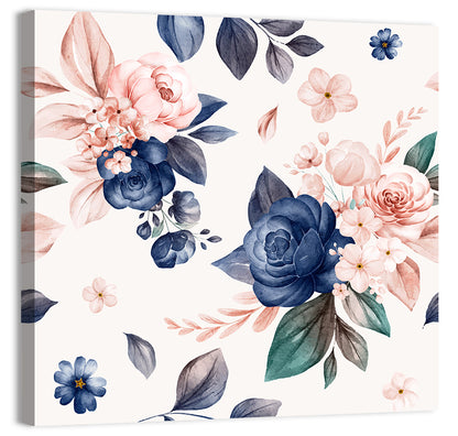 Peach Watercolor Rose Pattern Wall Art