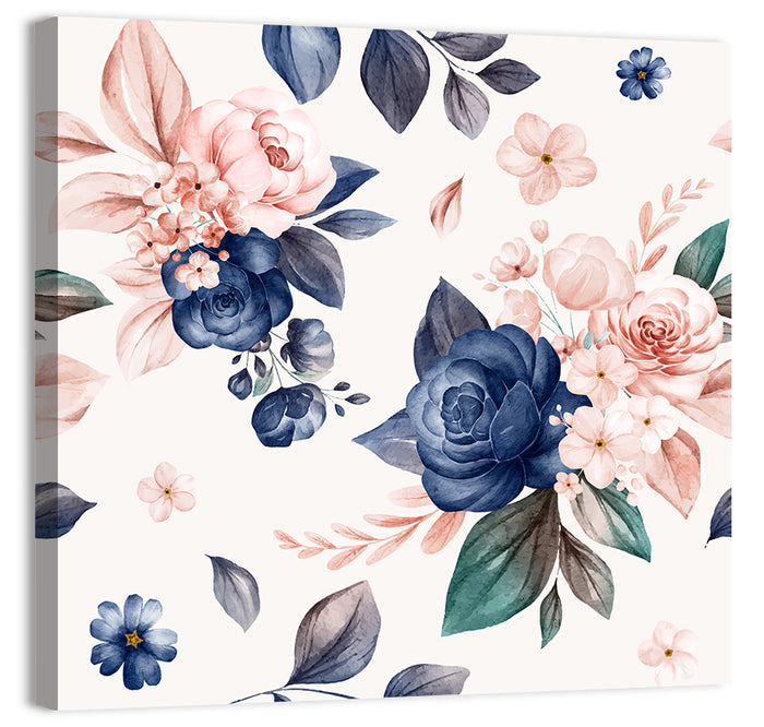Peach Watercolor Rose Pattern Wall Art as a canvas print