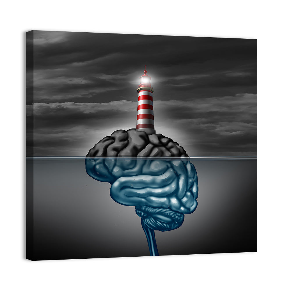 Surreal Brain Lighthouse Wall Art