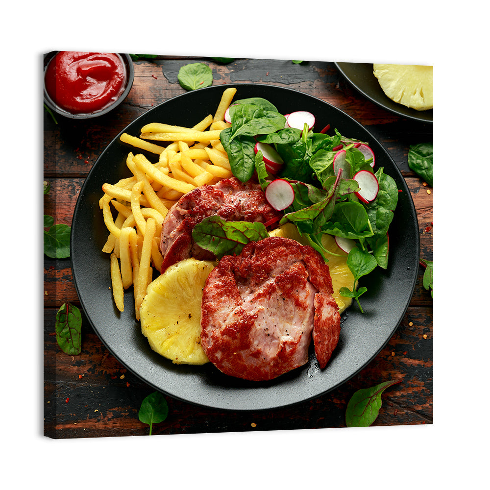 Gammon Steak with Fries and Pineapple Wall Art