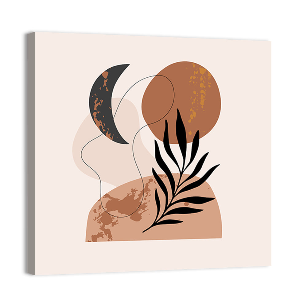 Crescent Moon Botanical Minimalist Wall Art