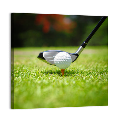 Golf Ball with Driver on Tee Wall Art