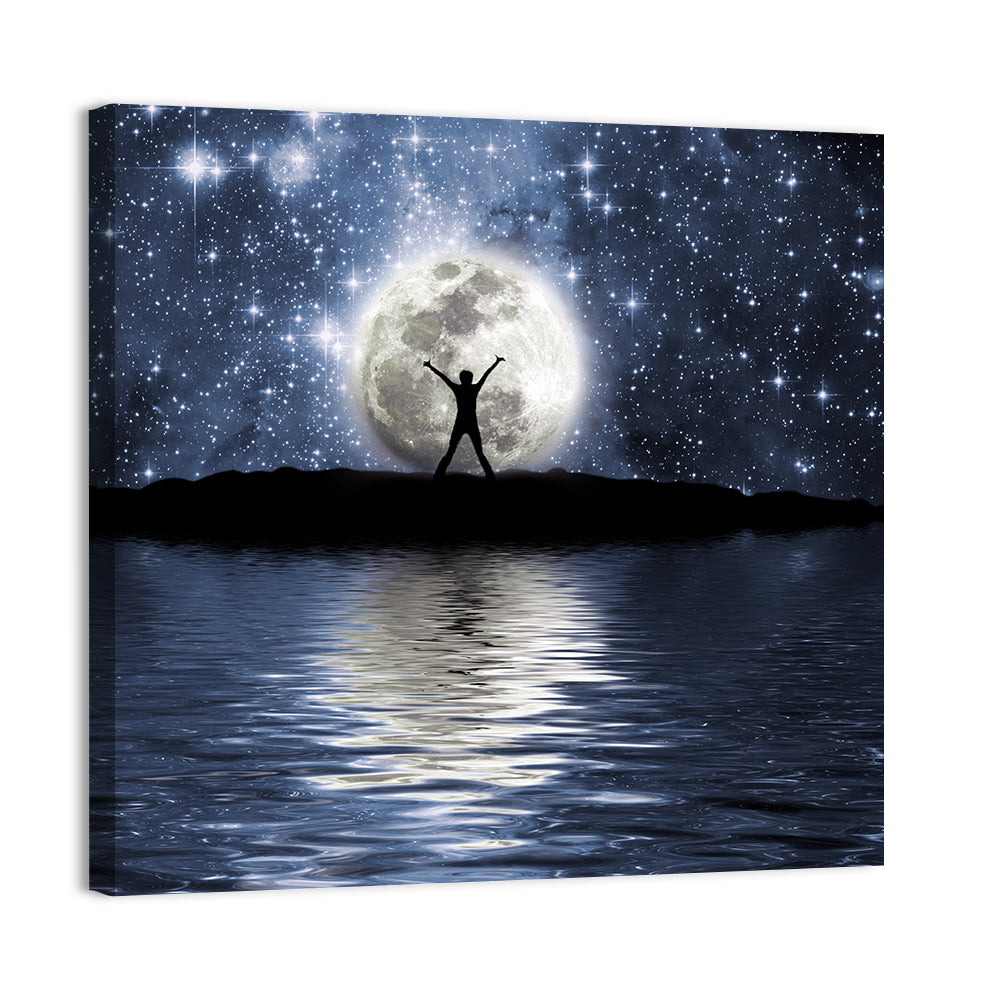 Silhouette Before Full Moon Wall Art
