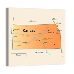 Map Of Kansas Wall Art