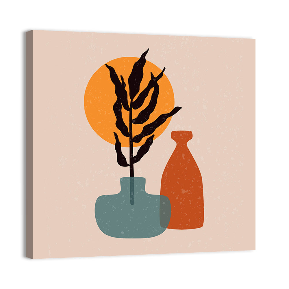 Terracotta Sun Floral Vase Wall Art