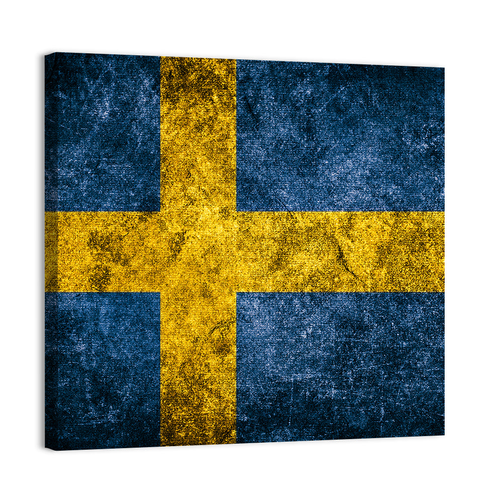 Distressed Sweden Flag Wall Art