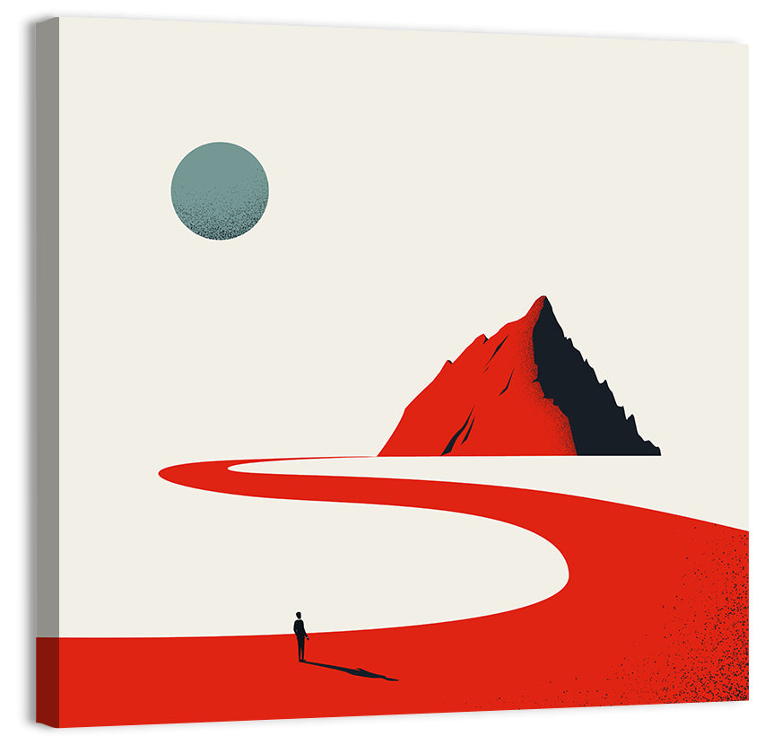 Career Path Mountain Illustration Wall Art, canvas print, square
