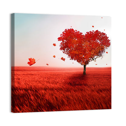 Heart-shaped Tree in Red Field Wall Art