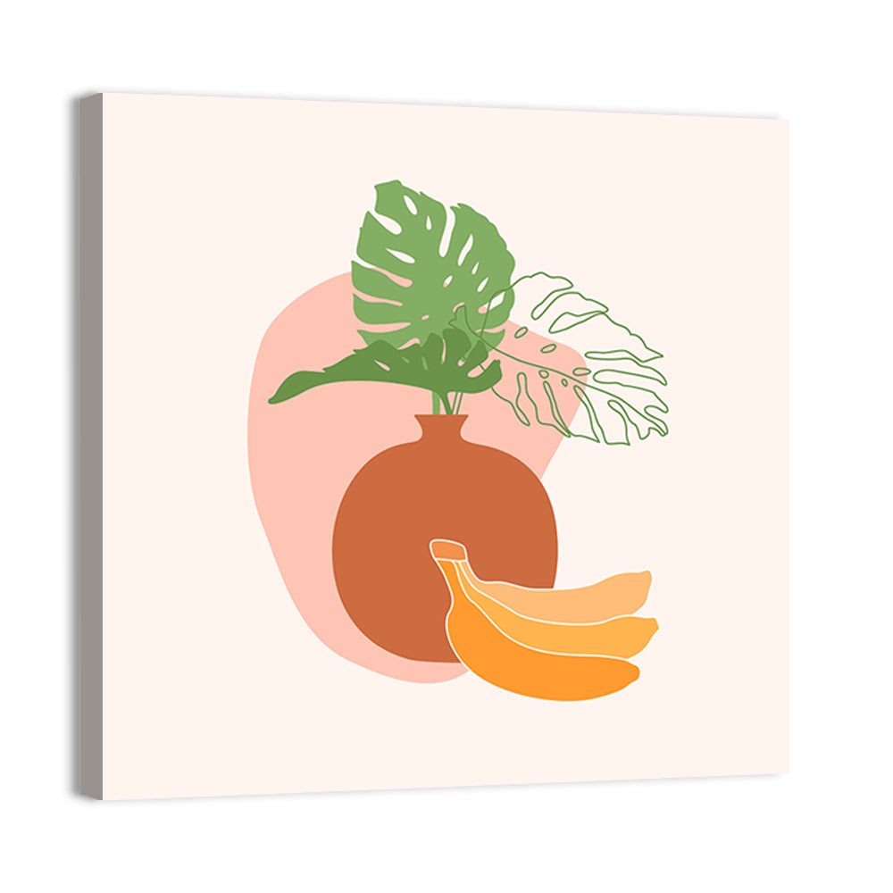 Monstera and Bananas Still Life Wall Art