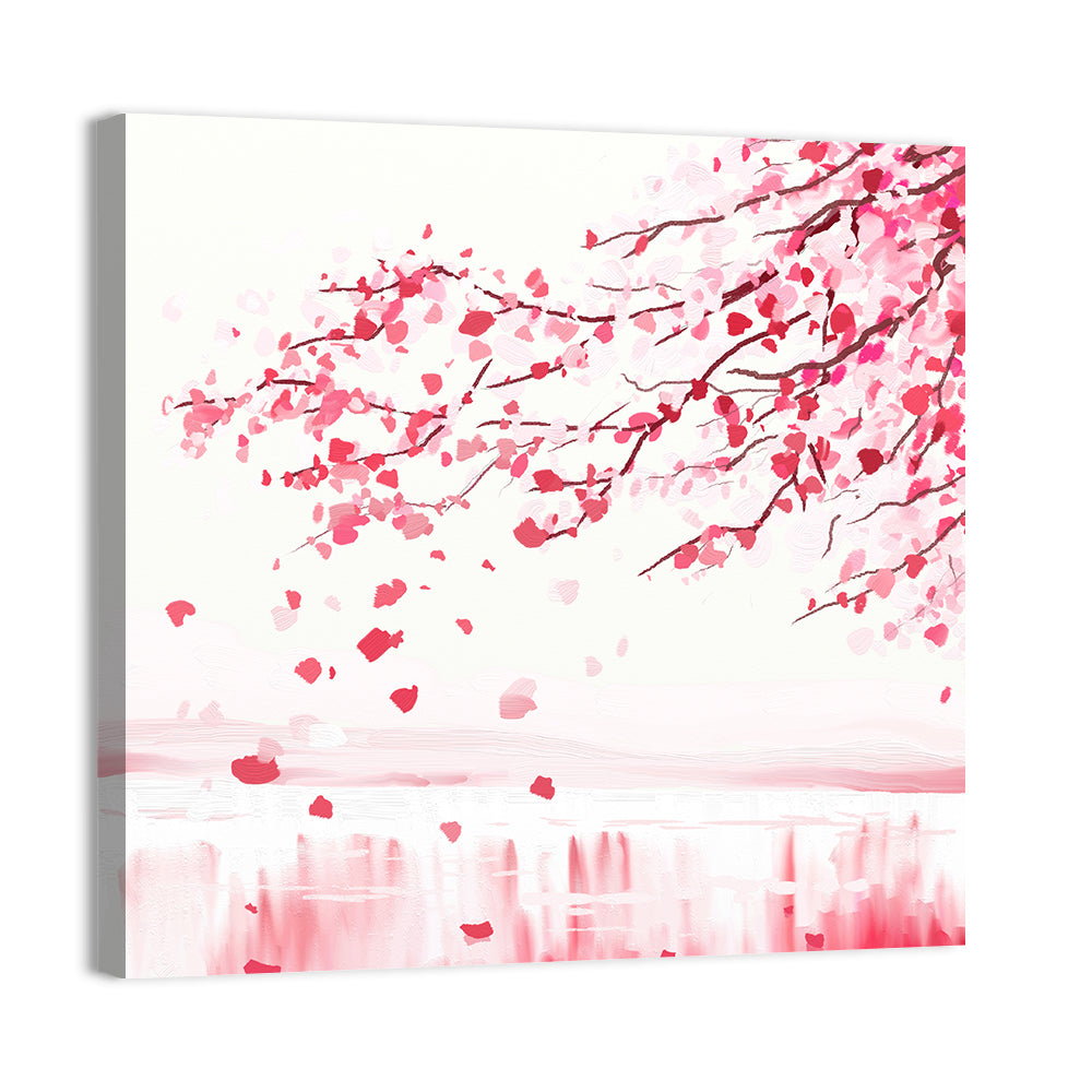 Japanese Cherry Blossom Tree Wall Art, canvas print, square