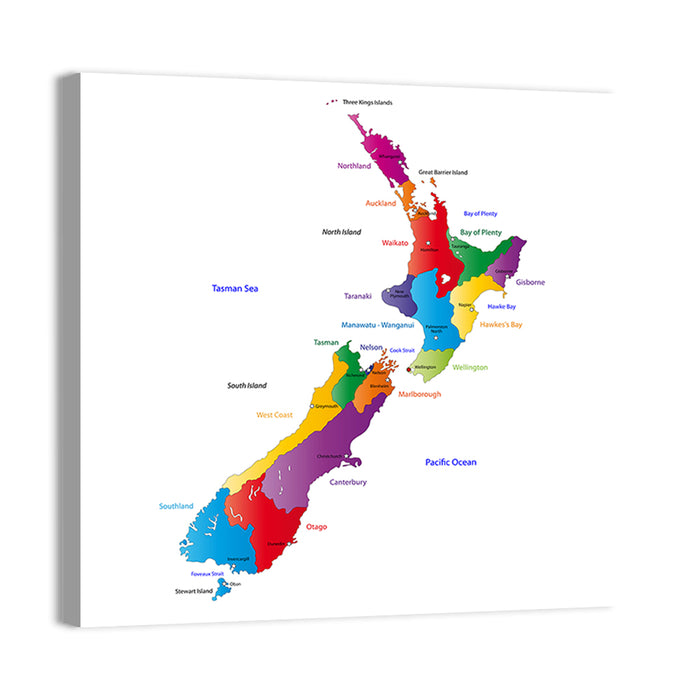 New Zealand Map Wall Art as a canvas print