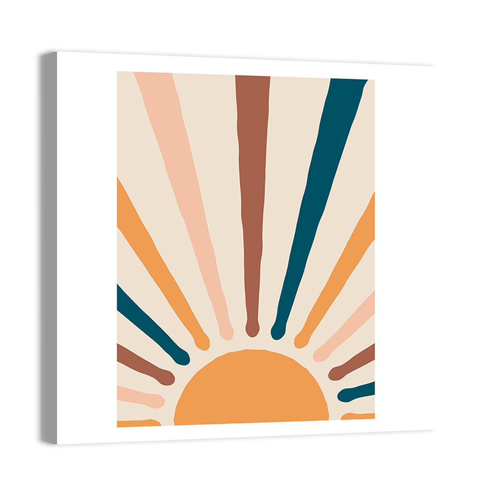 Boho Sunburst Abstract Wall Art, canvas print, square