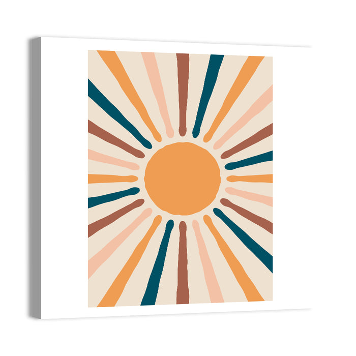Boho Sunburst Abstract Wall Art as a canvas print