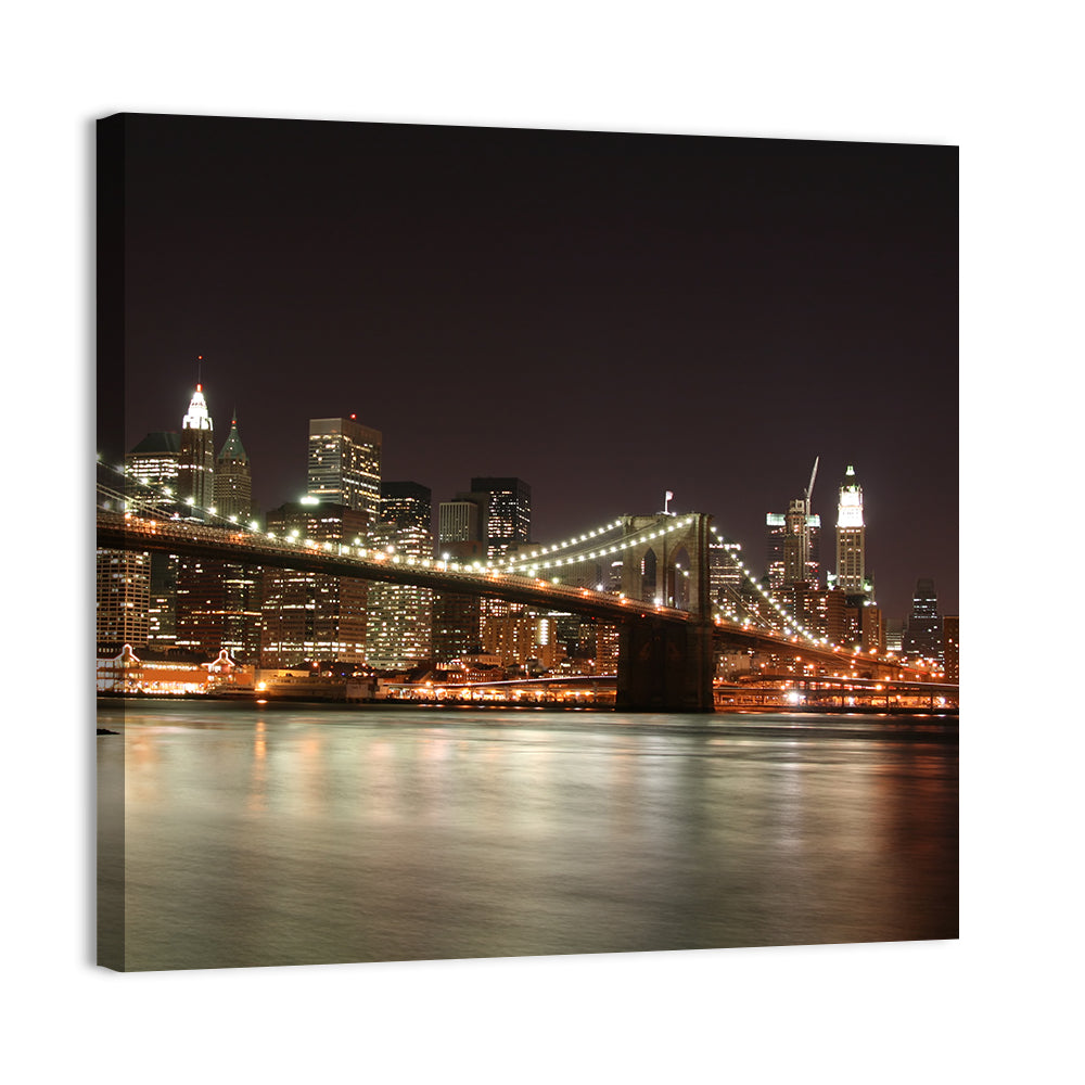 Brooklyn Bridge Night Skyline Wall Art