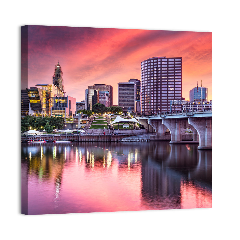 Hartford Skyline at Sunset Wall Art