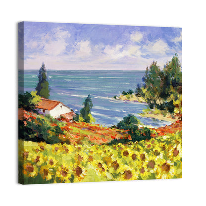 Sunflower Coastal Landscape Wall Art