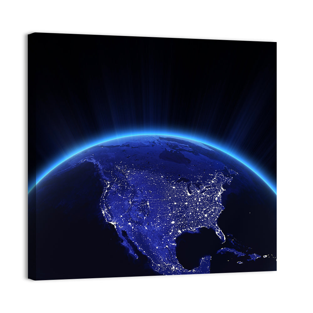 North America City Lights at Night Wall Art