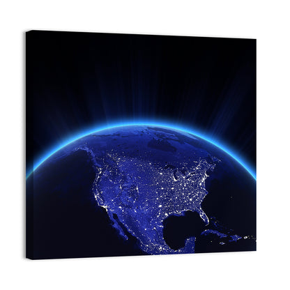 USA City Lights At Night Wall Art