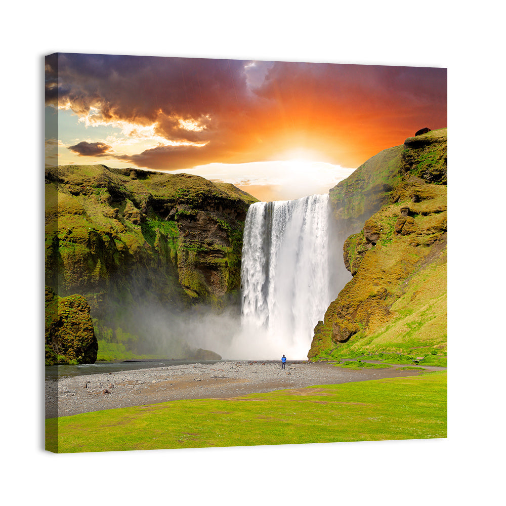 Skógafoss at Sunset, Iceland Wall Art