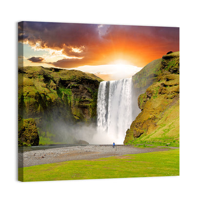 Skógafoss at Sunset, Iceland Wall Art