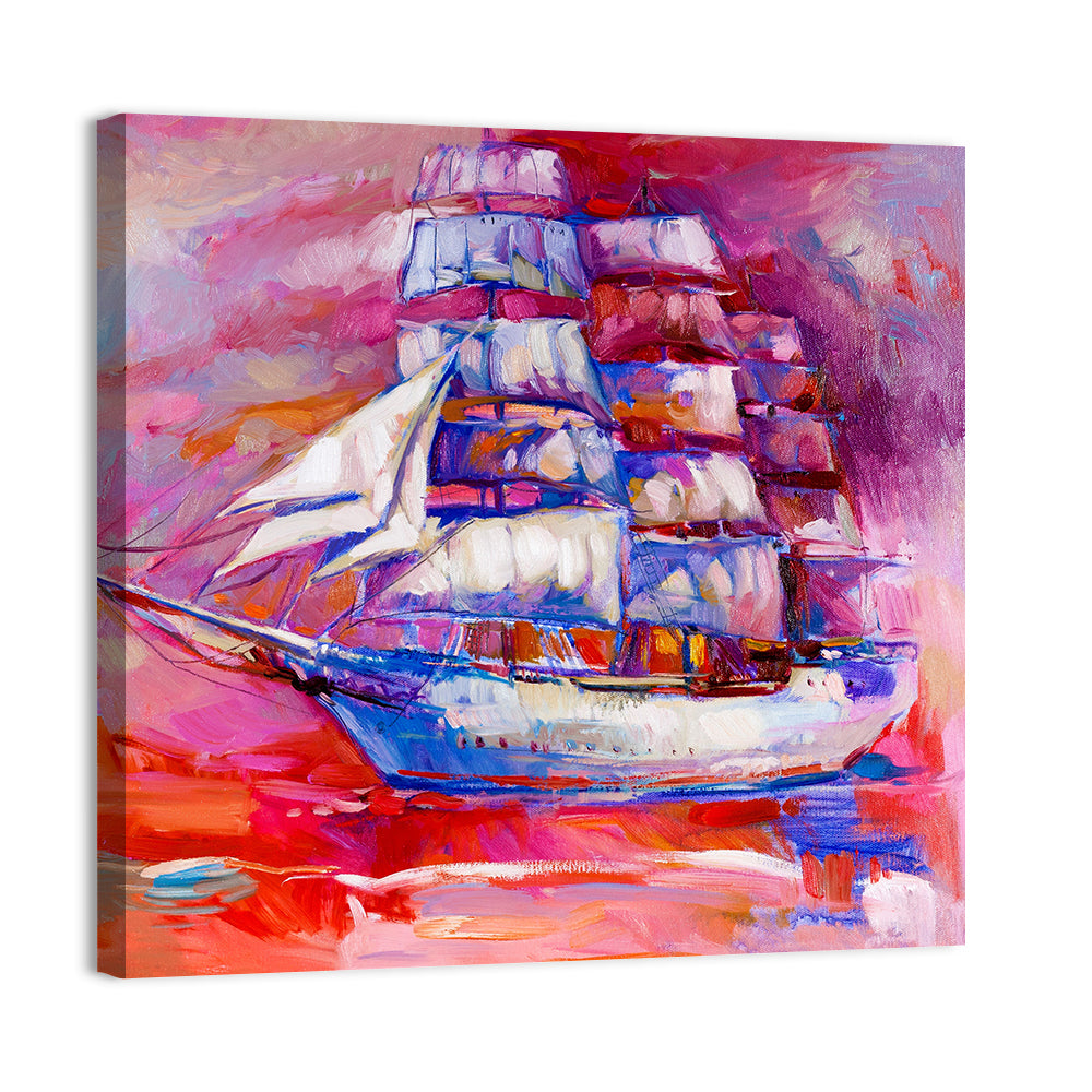 Colorful Tall Ship at Sea Wall Art