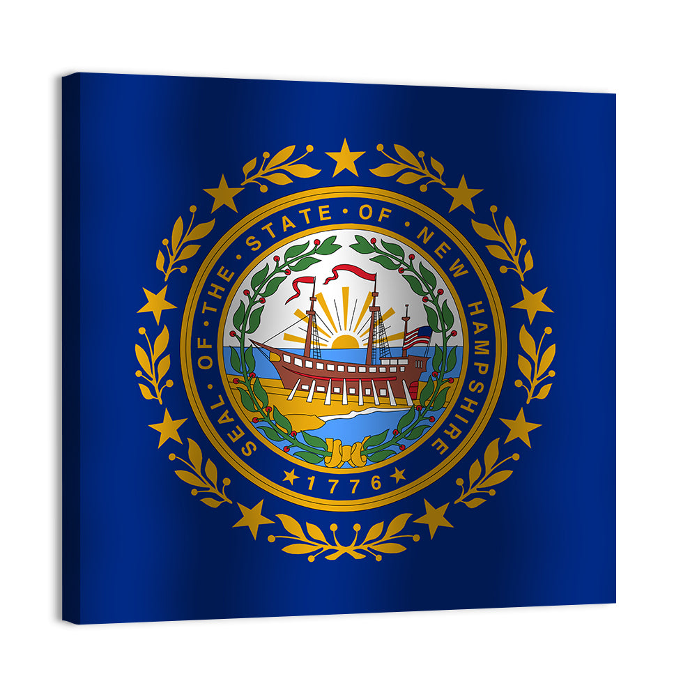 New Hampshire Flag with Ship Emblem Wall Art