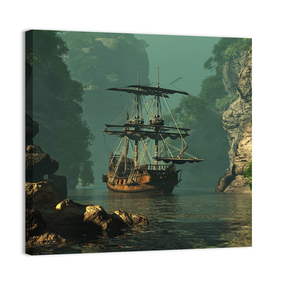 16th Century Sailing Ship in Gorge Wall Art