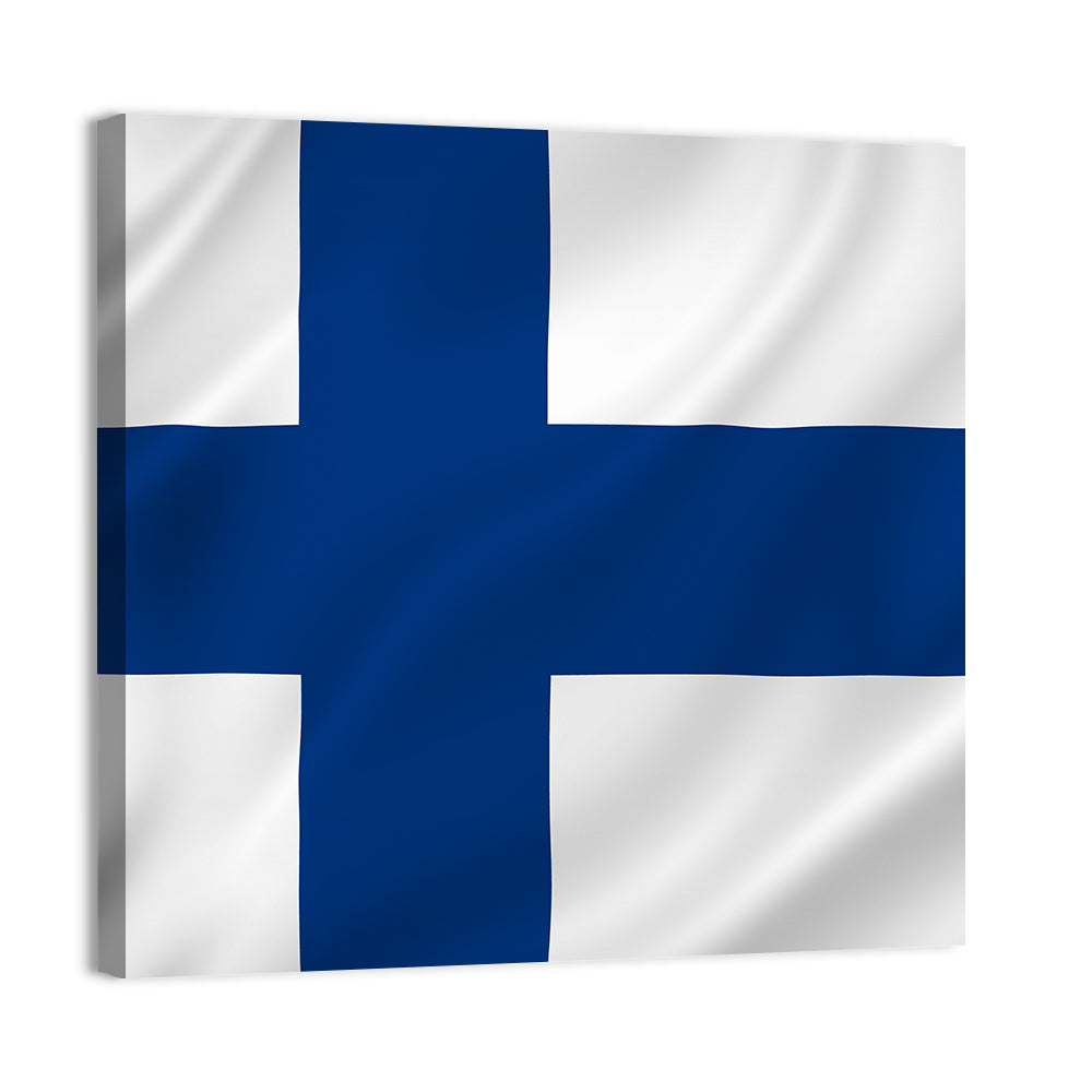 Finnish Flag with Rippling Texture Wall Art