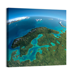 Scandinavia From Space Wall Art