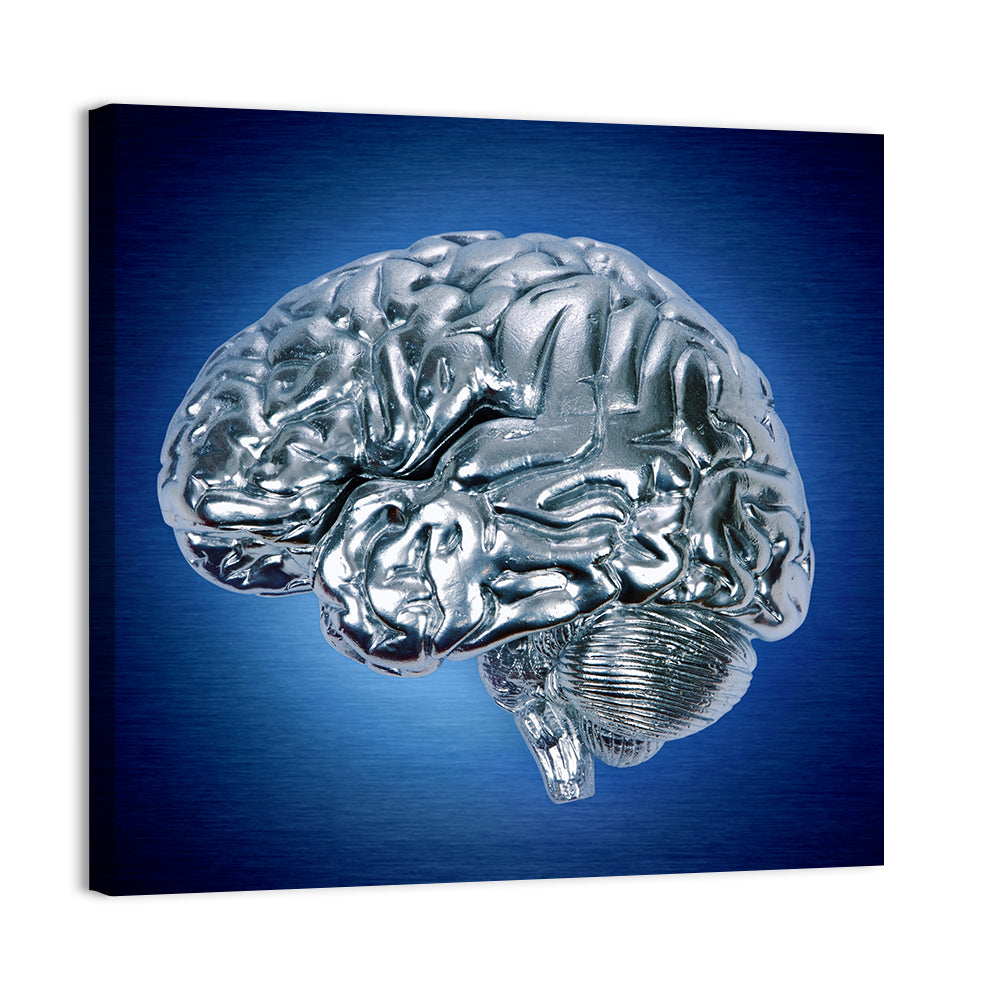 Chrome Brain Side Profile Wall Art