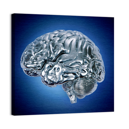 Chrome Brain Side Profile Wall Art