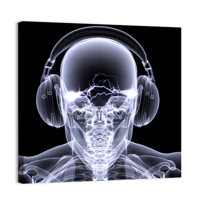 X-ray Skull with Headphones Wall Art