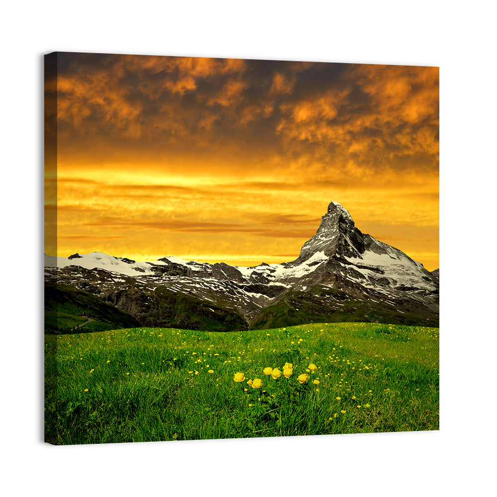 Matterhorn in the sunset at Swiss Alps Wall Art