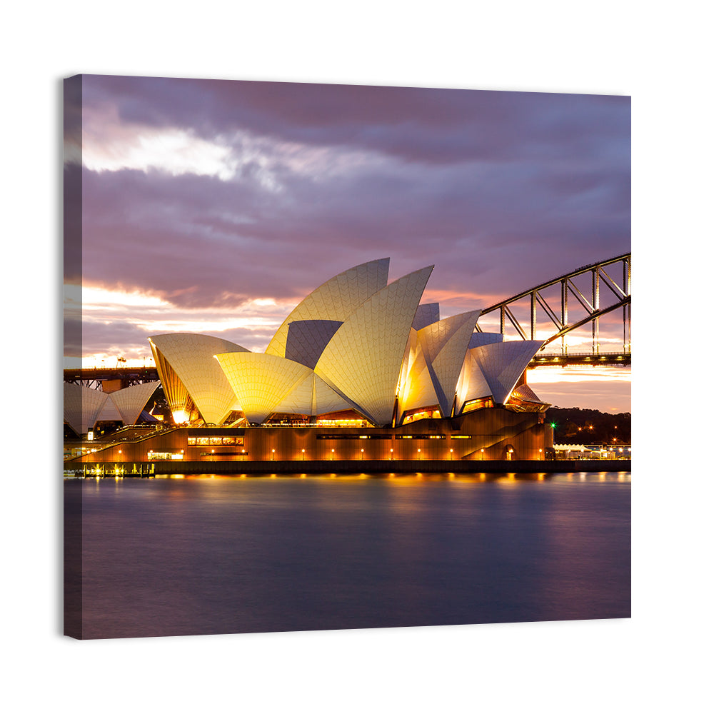 Sydney Opera House at Dusk with Harbour Bridge Wall Art