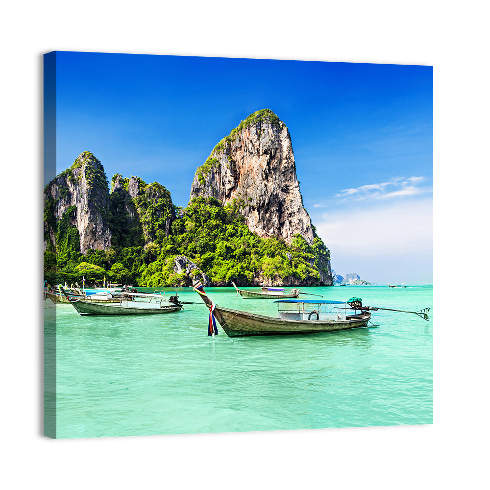 Railay Beach Long-tail Boats Wall Art